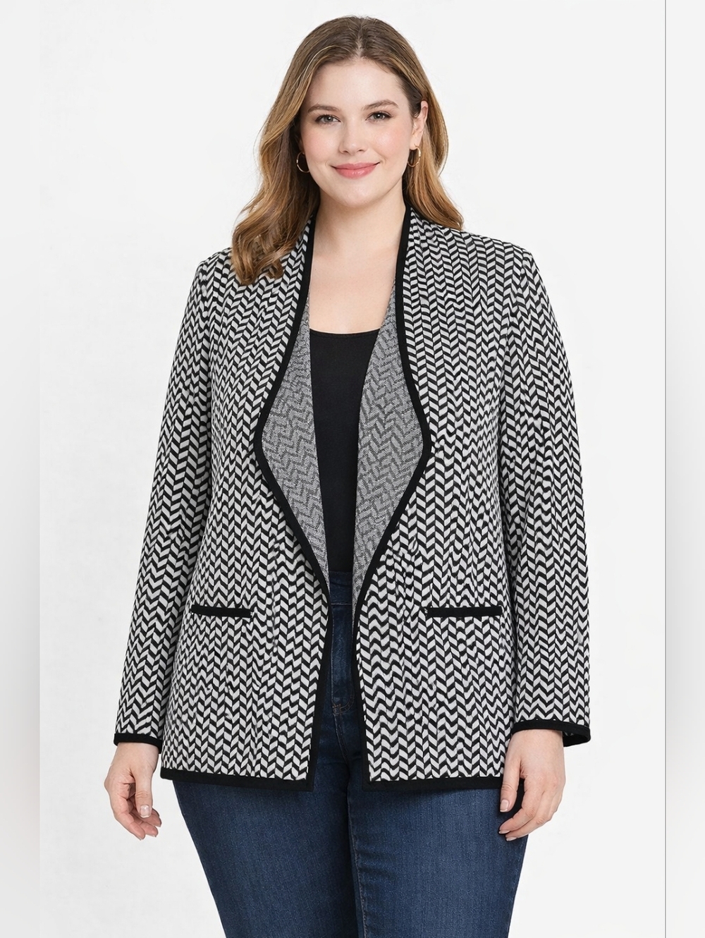 Modern minimalist chevron blazer / quiet luxury office layer XL